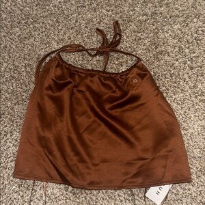 NWT Pacsun LA Hearts Brown Satin Halter Top